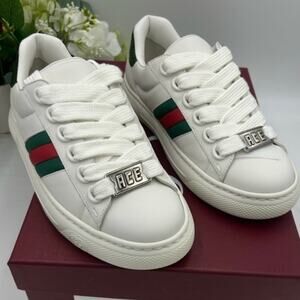 Women's Gucci leather web stripe ace sneakers size 38.5 made in Italy